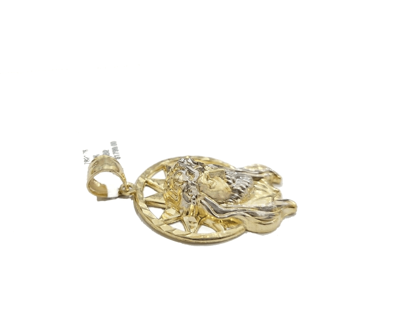 10k Gold Circular Jesus Star Head Charm Rope Chain Necklace 6mm 24'' Set Pendant - GoldenlinQ