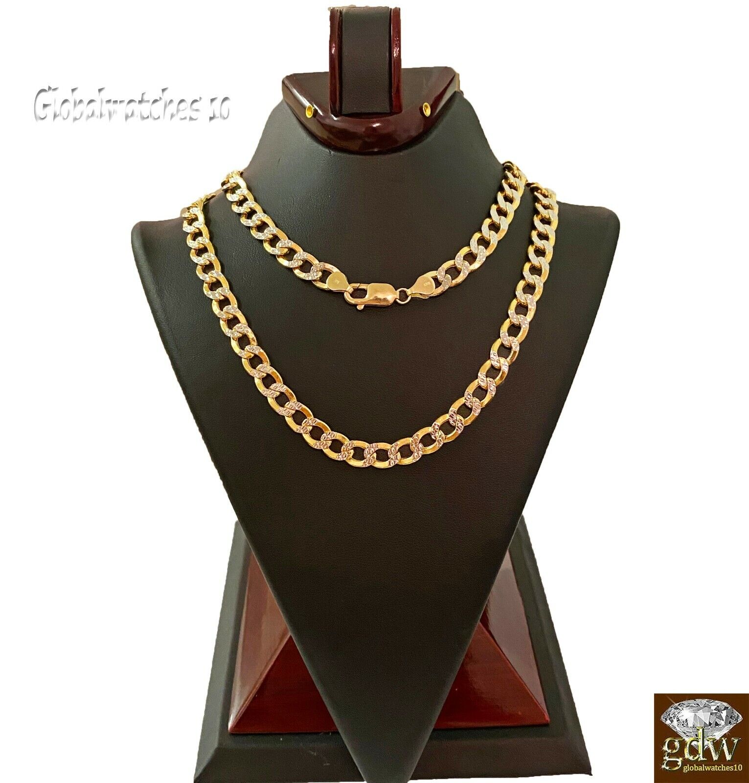 10k Gold Cuban Link Chain Diamond Cut 8mm 26 inch Lobster Lock Real Gold - GoldenlinQ