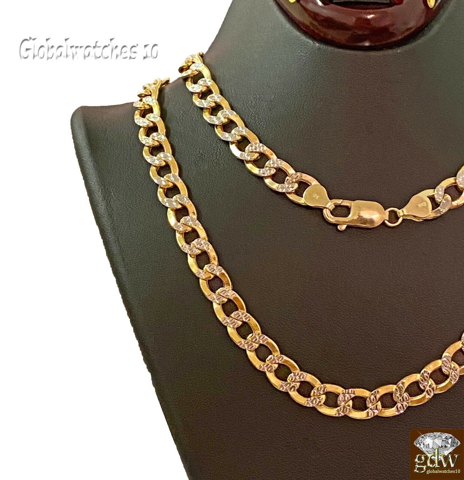 10k Gold Cuban Link Chain Diamond Cut 8mm 26 inch Lobster Lock Real Gold - GoldenlinQ