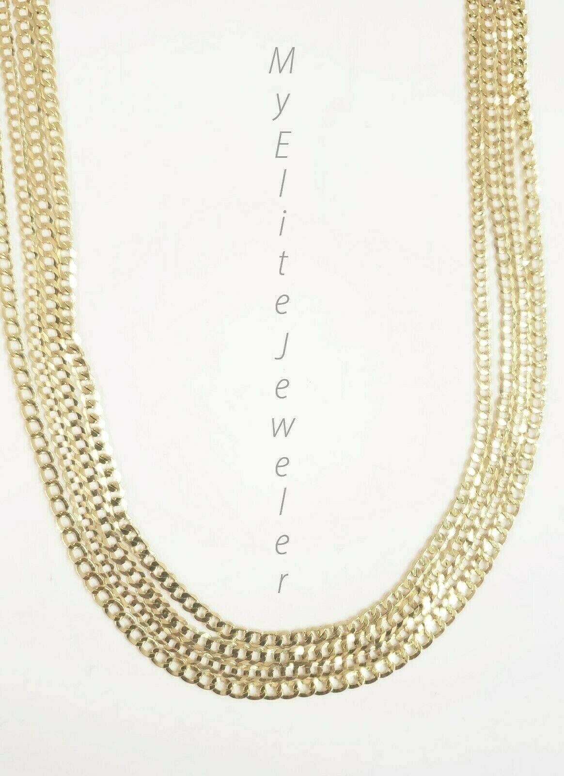 10K Gold Cuban Link Curb Chain Length 18" 20" 22 24" Inch 3mm Necklace Men Women - GoldenlinQ