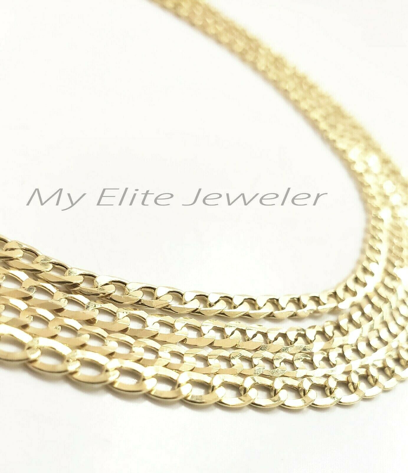 10K Gold Cuban Link Curb Chain Length 18" 20" 22 24" Inch 3mm Necklace Men Women - GoldenlinQ