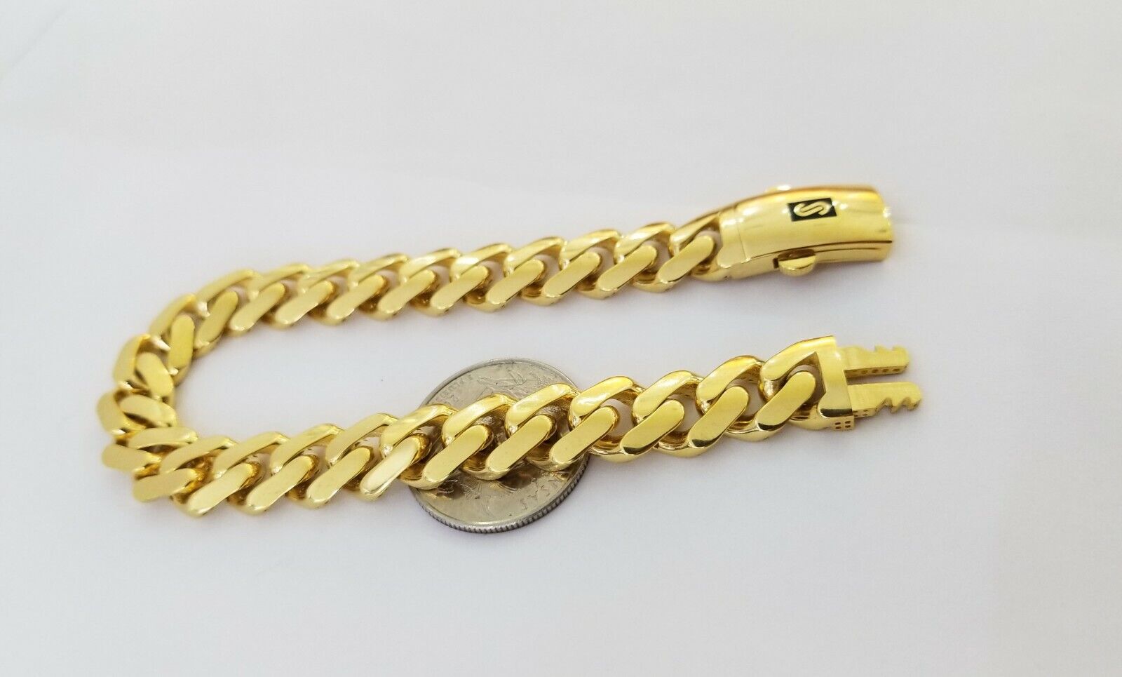 10k Gold Cuban Link Royal 11mm Monaco chain and Bracelet 10kt Real gold set - GoldenlinQ