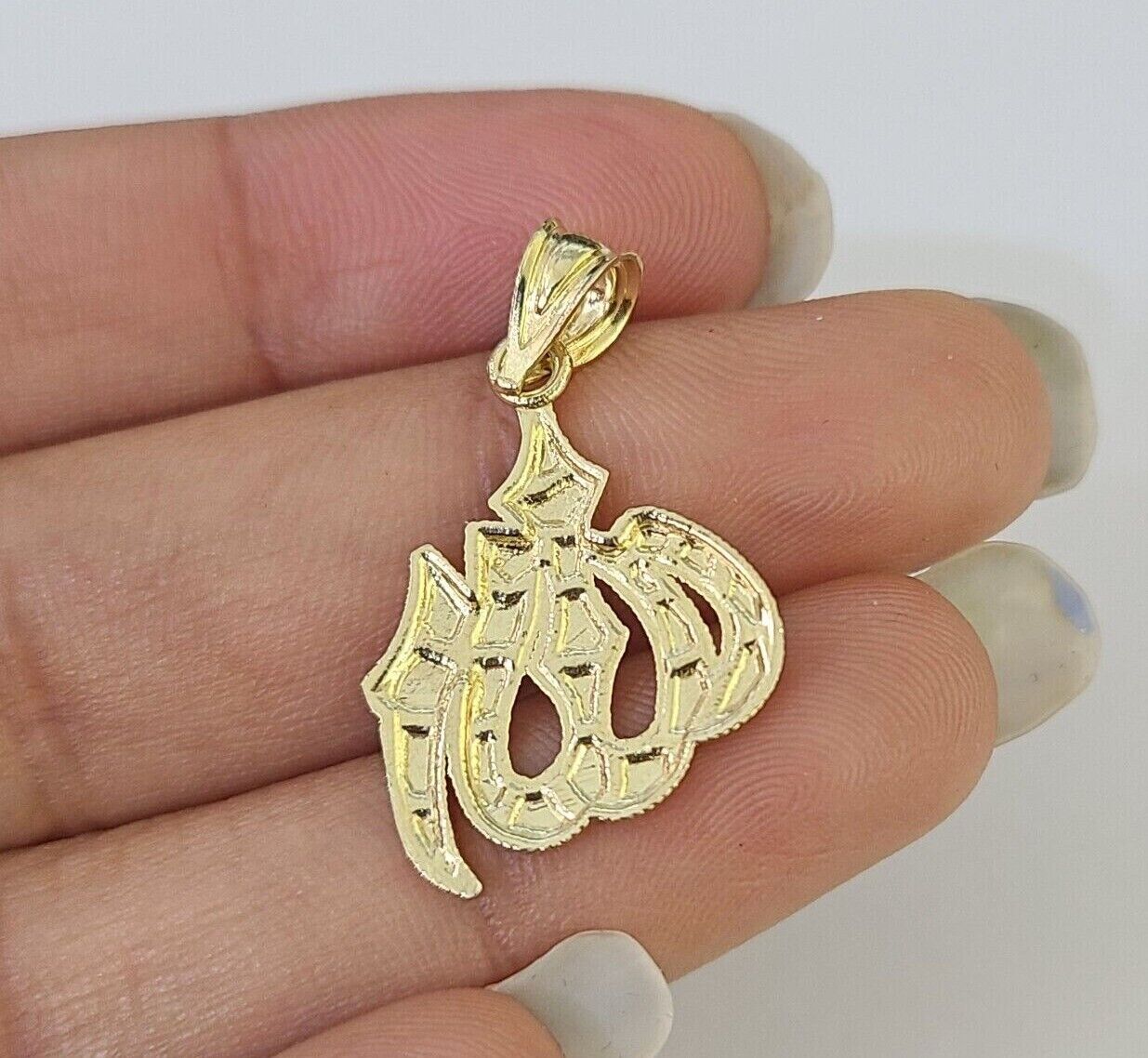 10K Gold Franco Chain Allah Charm SET Length 16 - 20 inches 1mm Ladies Women - GoldenlinQ