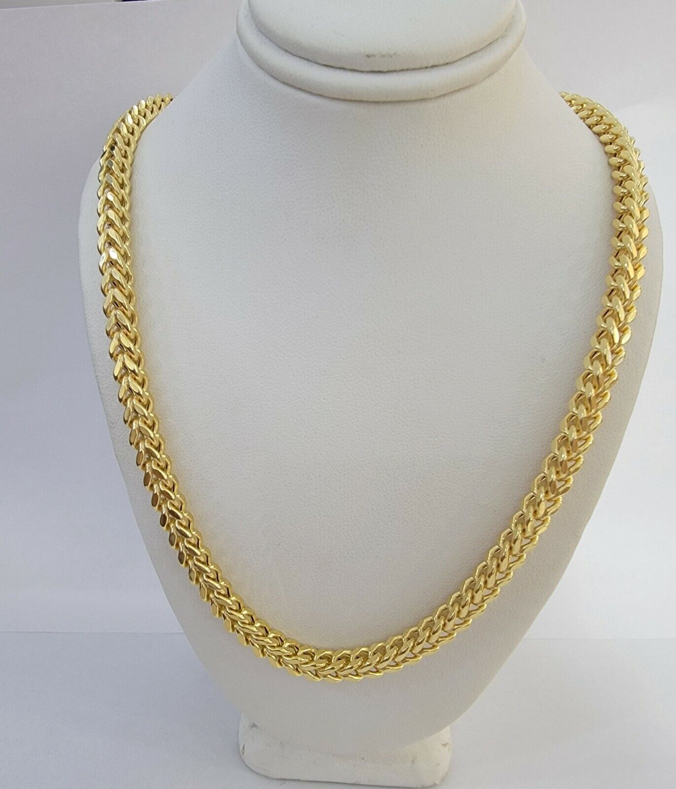 10K Gold Franco Link Chain 22" Necklace Thick, REAL 10kt Men's STRONG Chain Link - GoldenlinQ