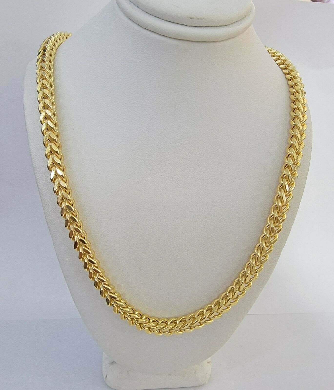 10K Gold Franco Link Chain 24" Necklace 6mm Thick, REAL 10kt Men's STRONG Chain - GoldenlinQ