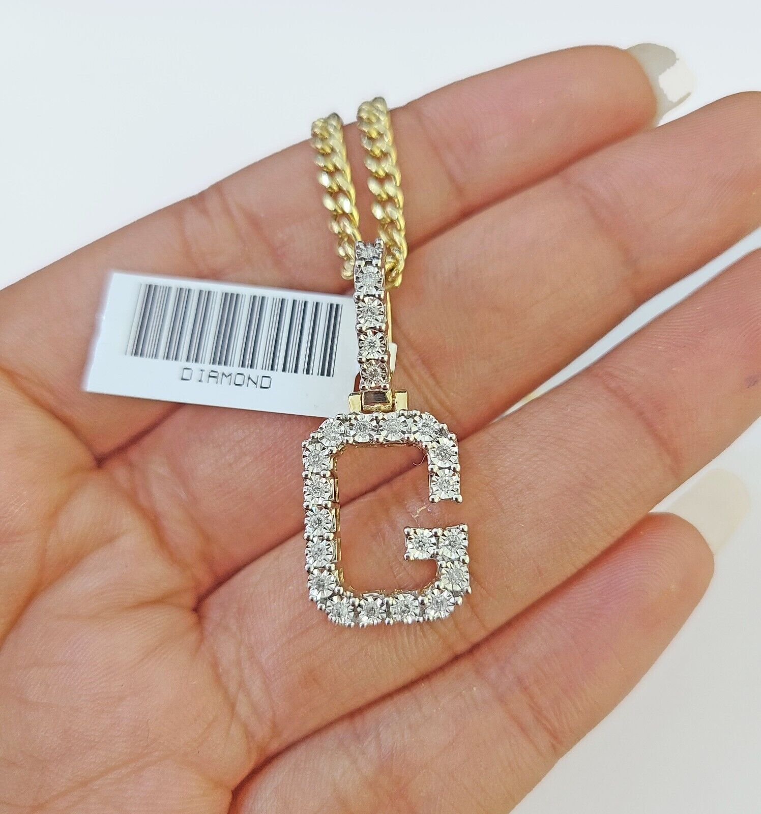 10k Gold Genuine Diamond "G" Initial Pendent with 20 Inch 3mm Miami Cuban Chain - GoldenlinQ