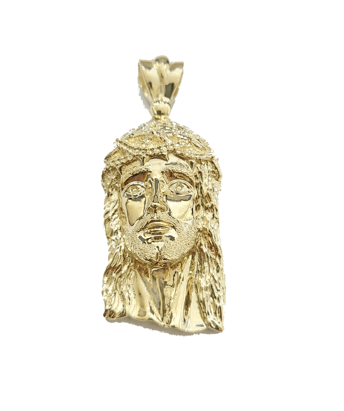 10k Gold Jesus Head Charm Rope Chain Necklace 6mm 28'' Set & Pendant 10kt REAL - GoldenlinQ