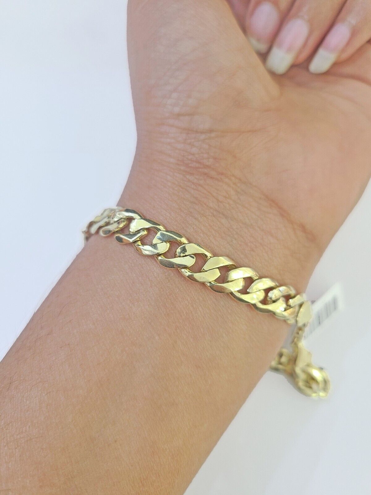 10k Gold Jesus Head Cuban Curb Bracelet Size 8.6" Inches 8mm 10kt Mens Ladies - GoldenlinQ