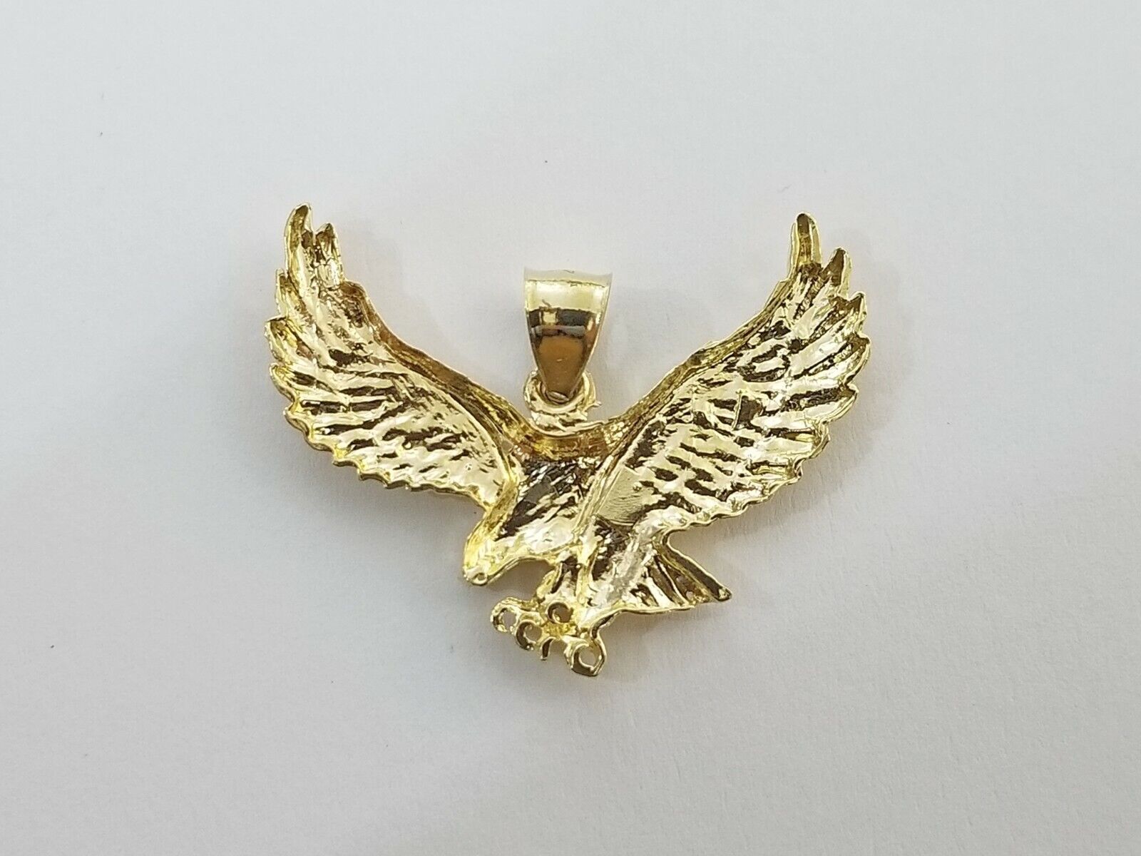 10k Gold Men Eagle Charm Pendant 2.5mm Rope Chain 18" 20" 22" 24" 26" 28" - GoldenlinQ