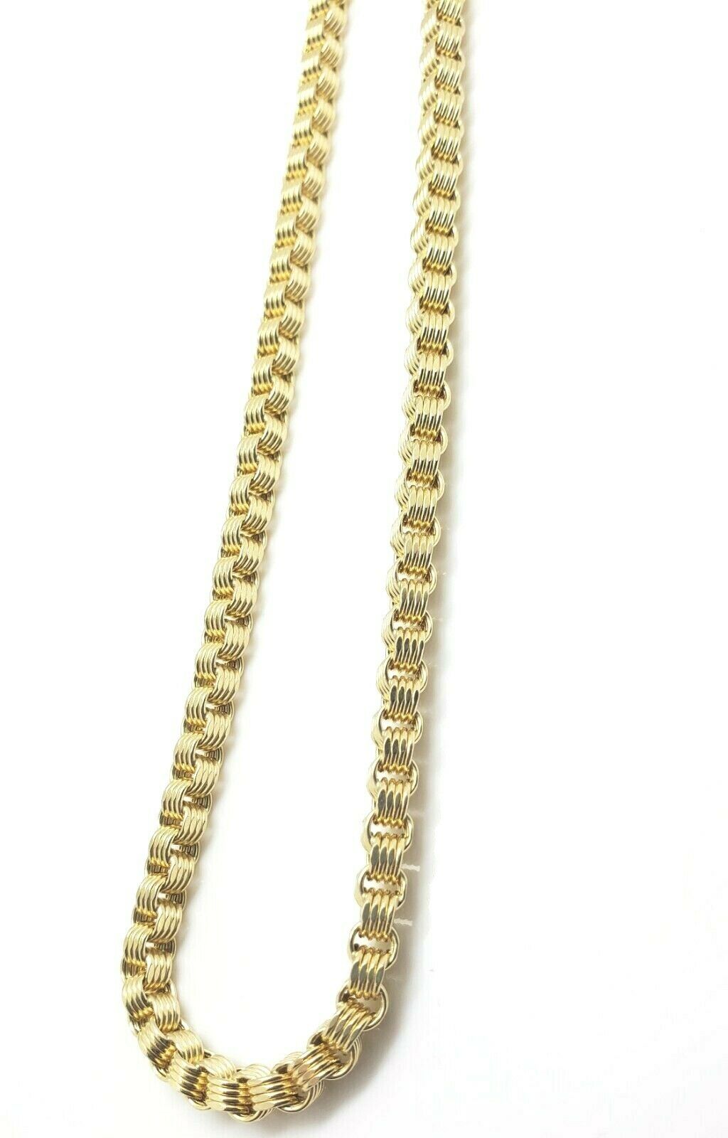 10k Gold Mens Necklace Byzantine Chain 24 Inch Lobster 4mm Male Yellow Gold REAL - GoldenlinQ