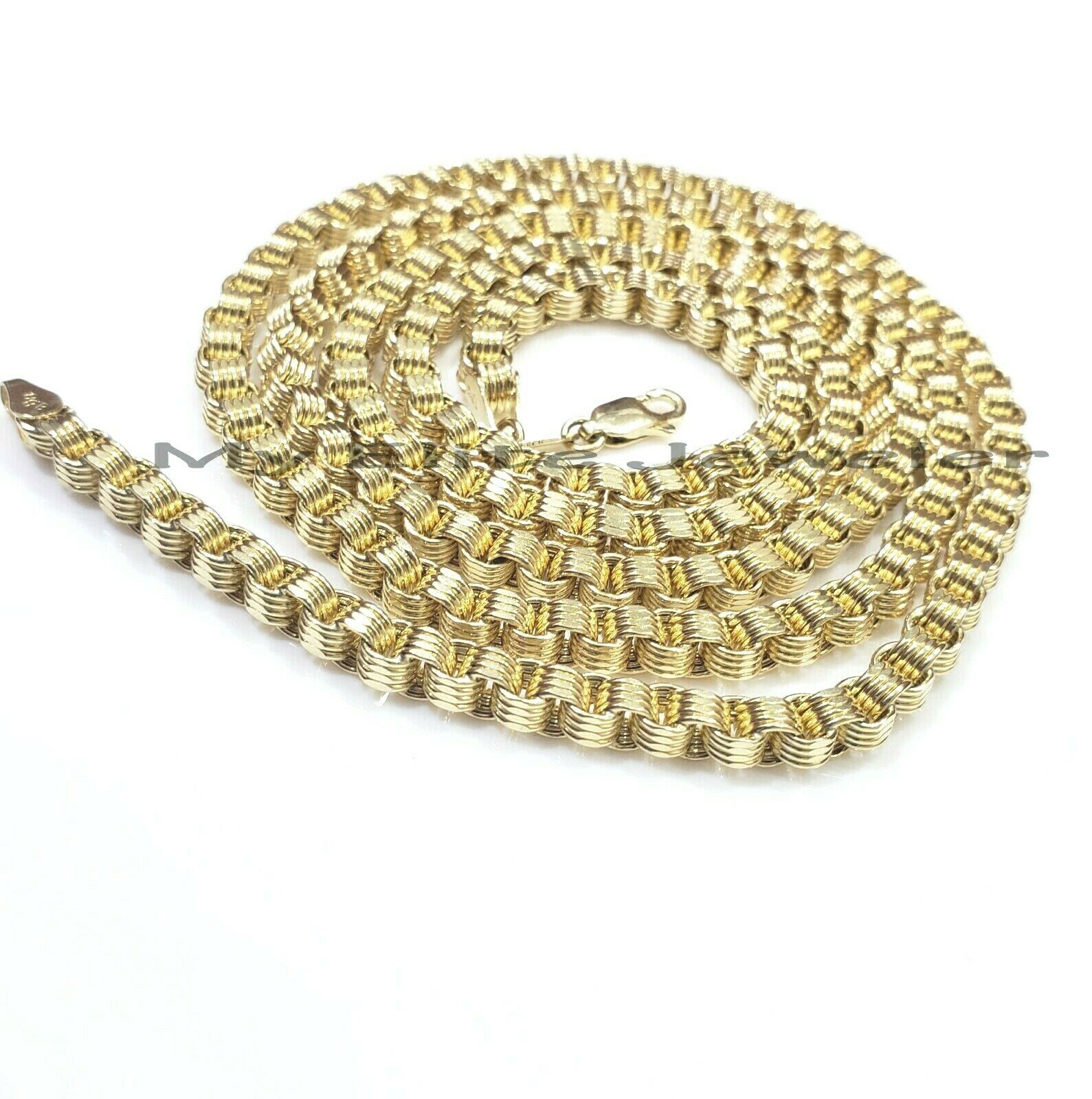 10k Gold Mens Necklace Byzantine Chain 24 Inch Lobster 4mm Male Yellow Gold REAL - GoldenlinQ