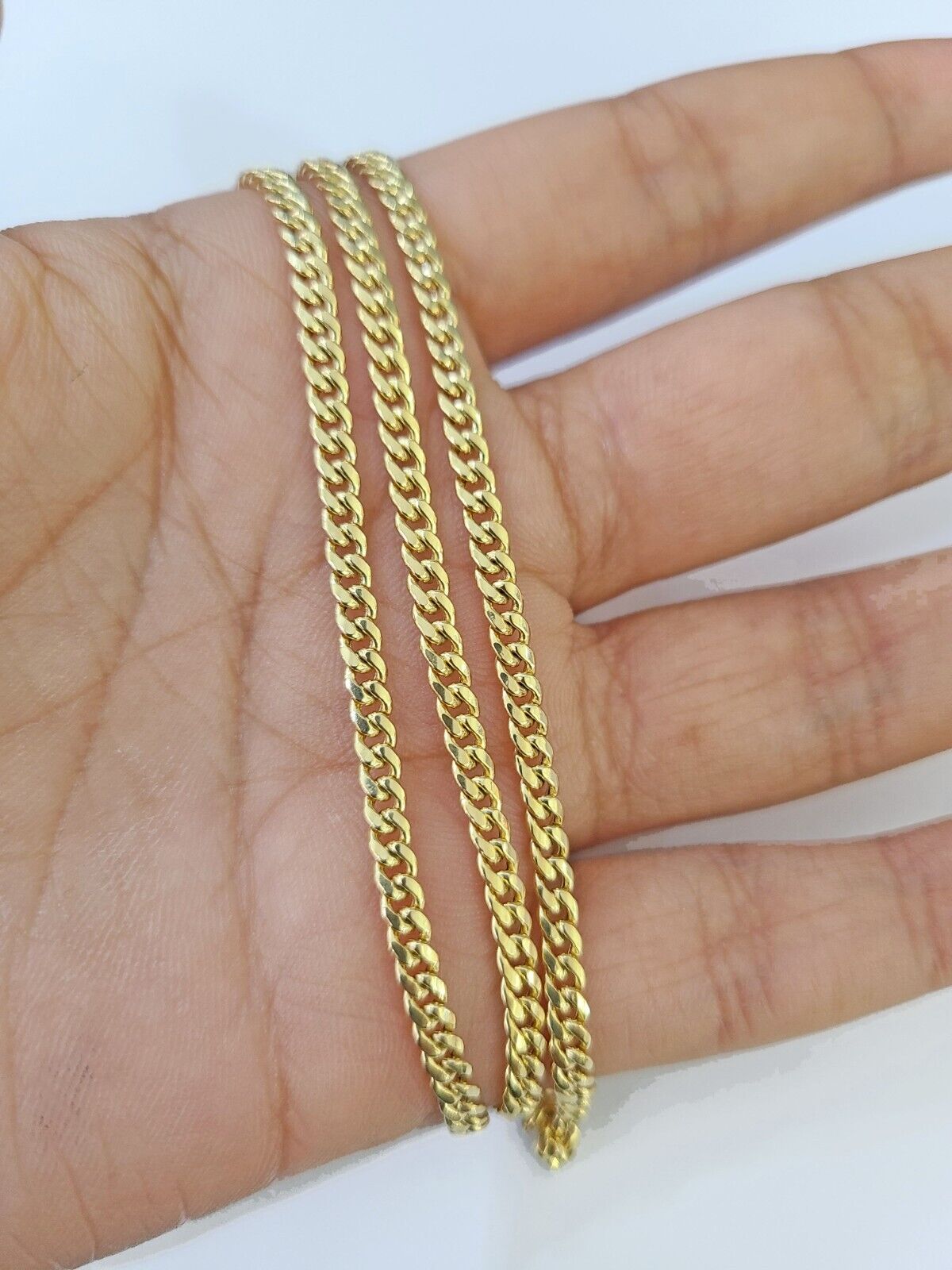 10K Gold Miami Cuban Chain 3mm Length 18" 20" 22" 24" 26" & Cross Charm SET - GoldenlinQ