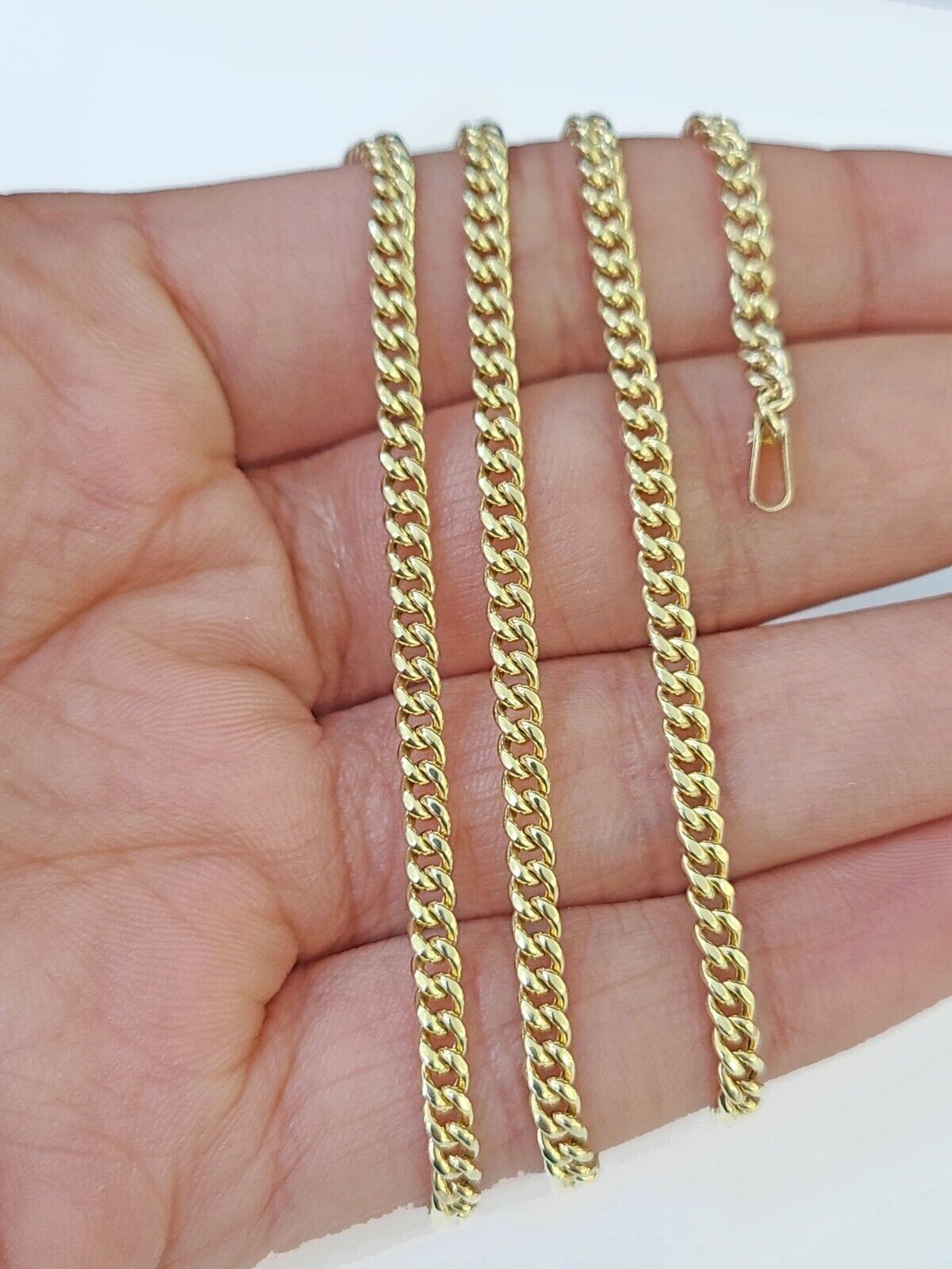 10k Gold Miami Cuban Chain & Cross Charm \ Pendent SET 3mm 20 Inches Necklace - GoldenlinQ
