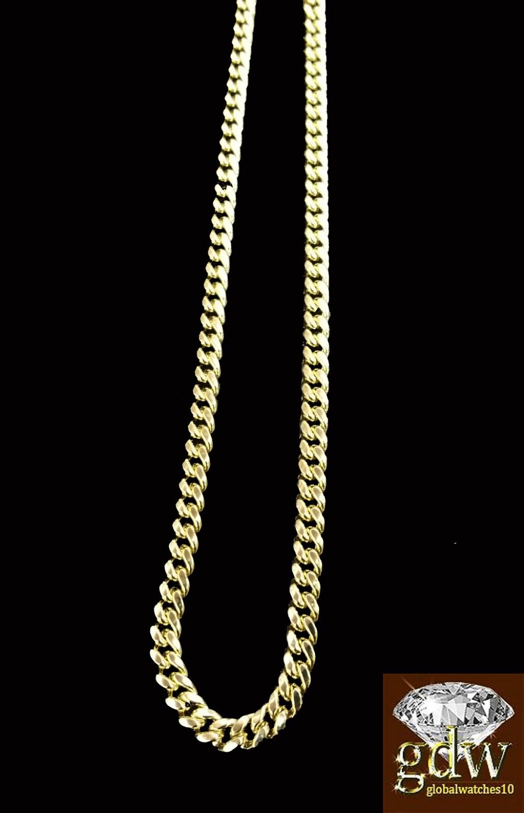 10k Gold Miami Cuban Chain Necklace 22" Inch Men Women Link 4mm Real 10k Gold - GoldenlinQ