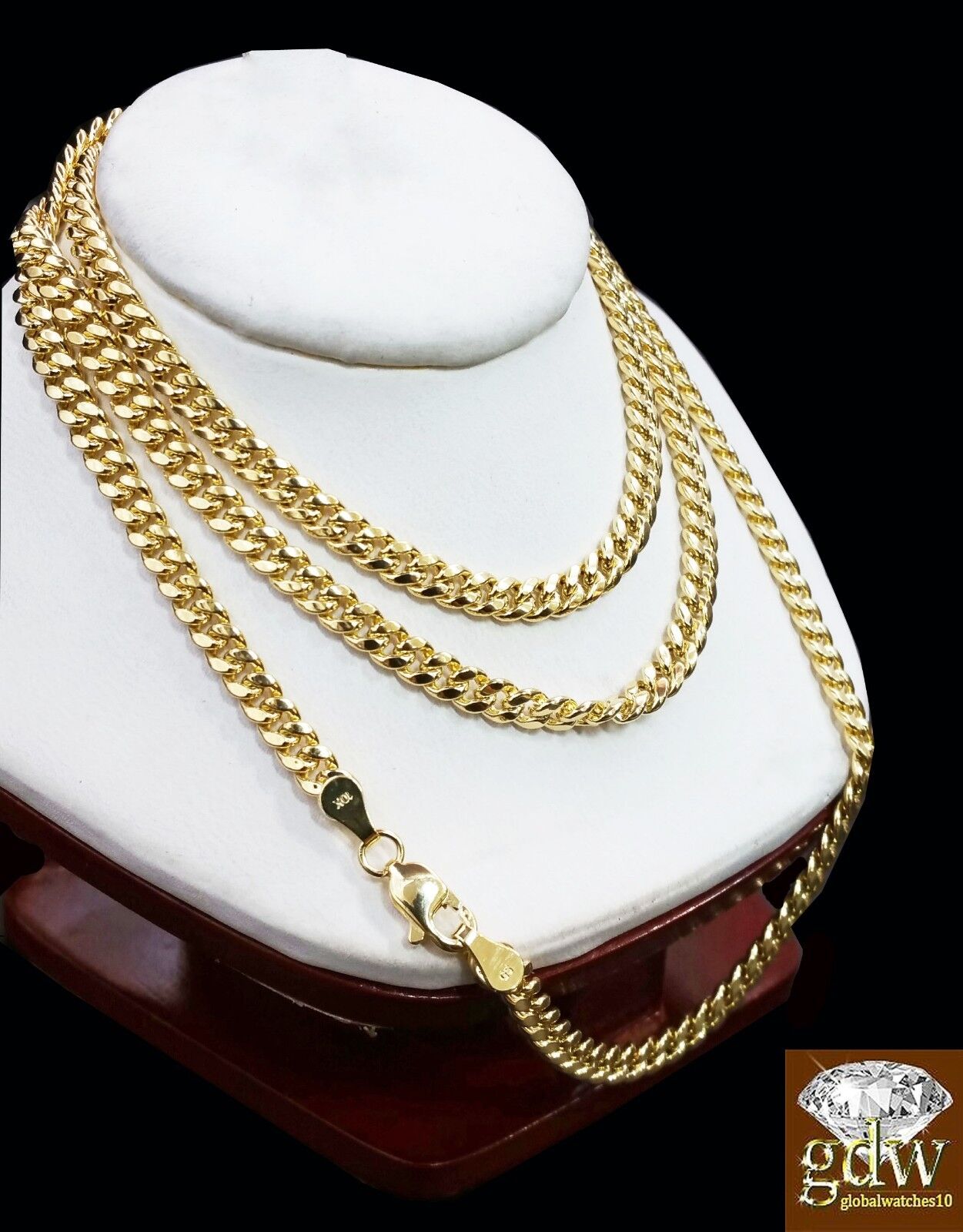 10k Gold Miami Cuban Chain Necklace 22" Inch Men Women Link 4mm Real 10k Gold - GoldenlinQ