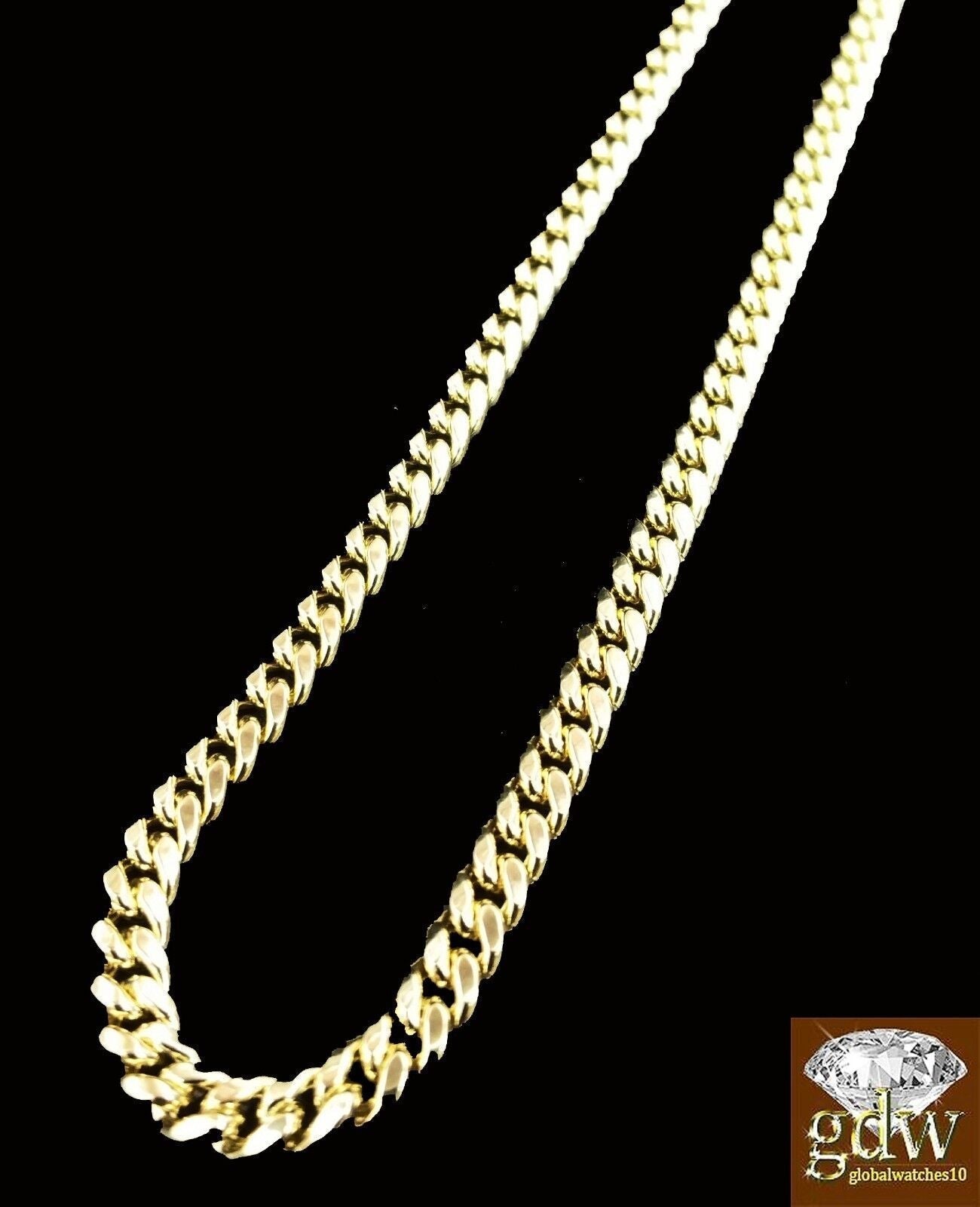 10k Gold Miami Cuban Chain Necklace 22" Inch Men Women Link 4mm Real 10k Gold - GoldenlinQ