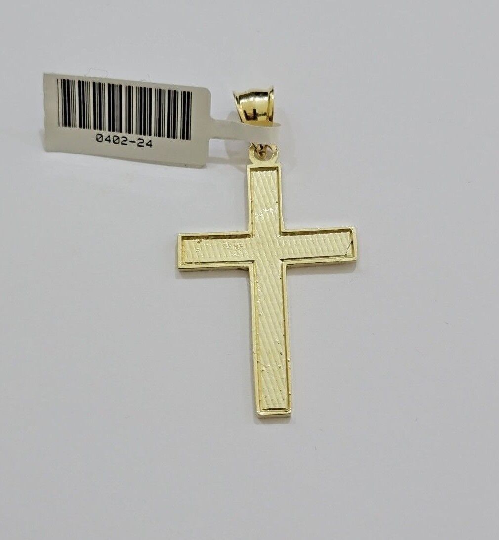 10k Gold Milano Rope Chain Plain Cross Charm Pendant Set 18 - 24'' Inches Necklace - GoldenlinQ