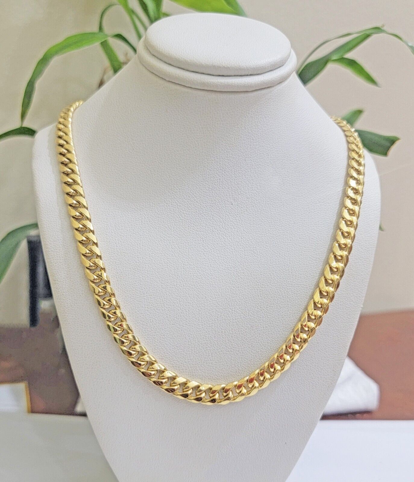 10k Gold Necklace 7mm 20 Inch Miami Cuban Link Chain REAL 10kt yellow Gold Men's - GoldenlinQ