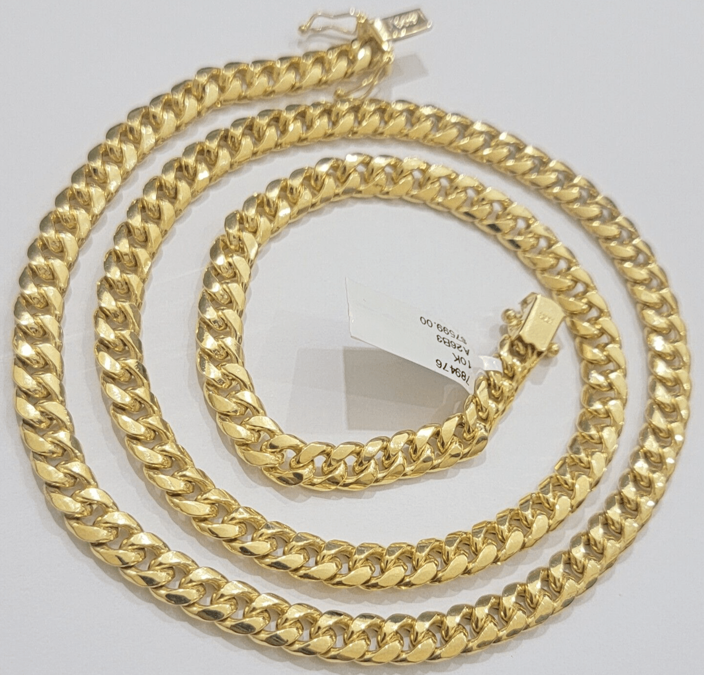 10k Gold Necklace 7mm 20 Inch Miami Cuban Link Chain REAL 10kt yellow Gold Men's - GoldenlinQ