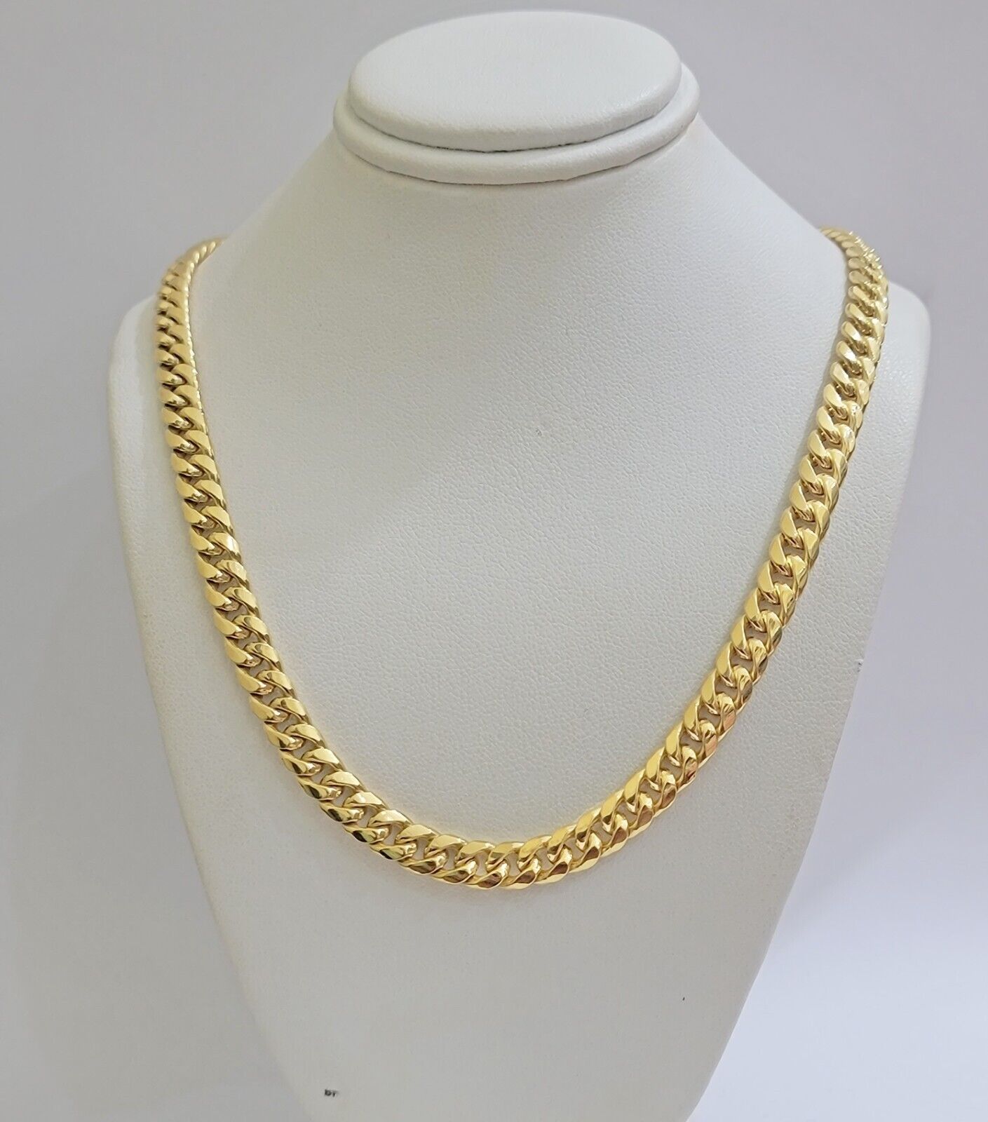 10k Gold Necklace 7mm 20 Inch Miami Cuban Link Chain REAL 10kt yellow Gold Men's - GoldenlinQ