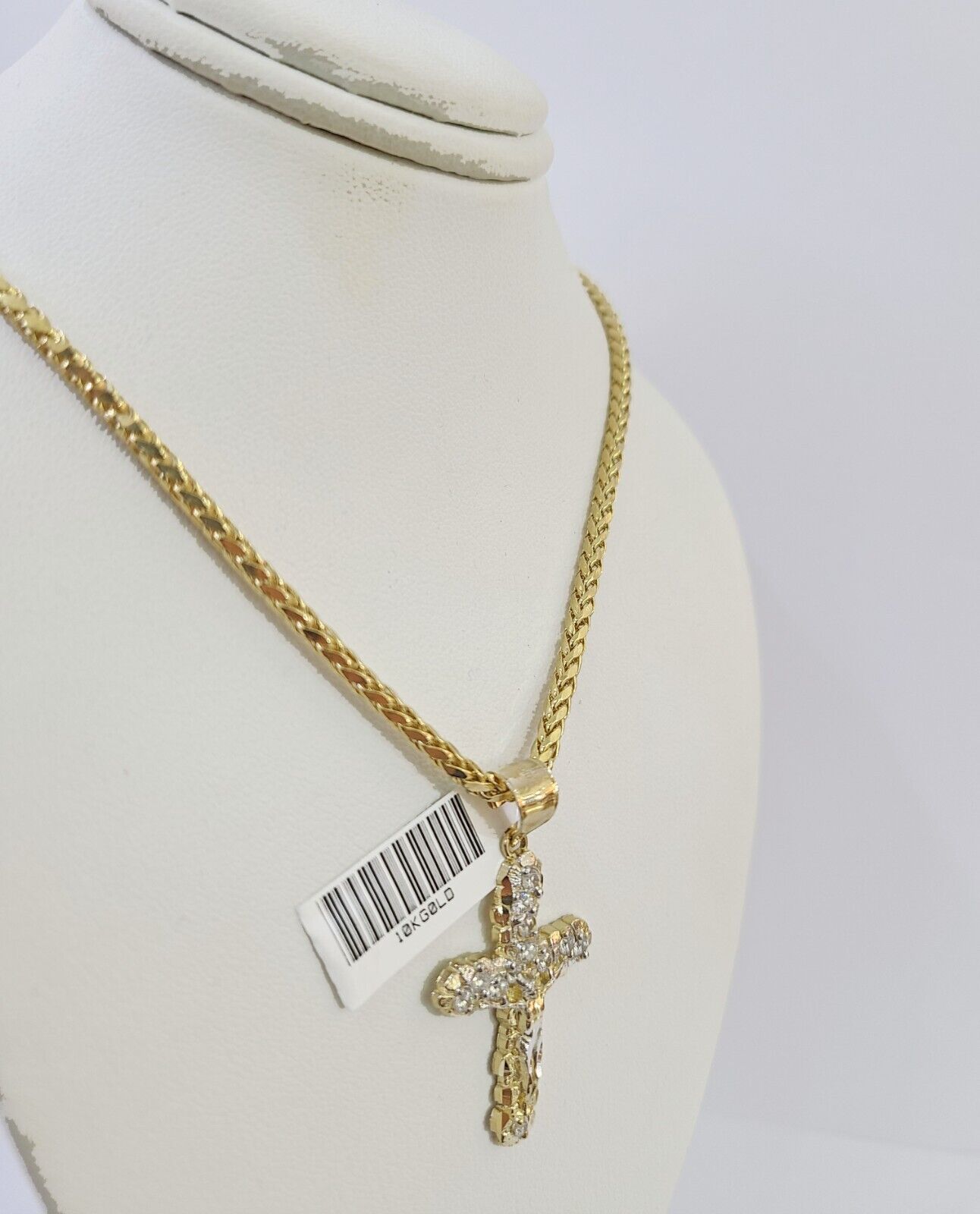 10K Gold Palm Chain 2.5mm Length 18" 20" 22" 24" 26" 28" 30" & Cross Charm - GoldenlinQ