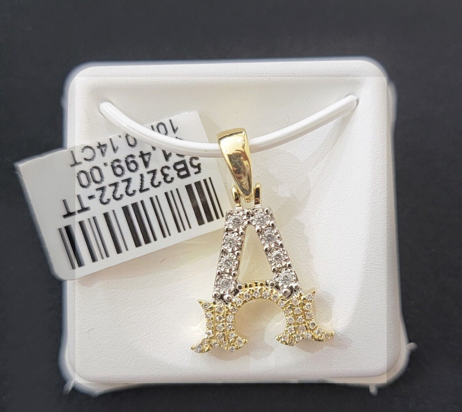10k Gold Pendant Initial Charm Natural Diamond A - Z Alphabet 10K Yellow Gold REAL - GoldenlinQ