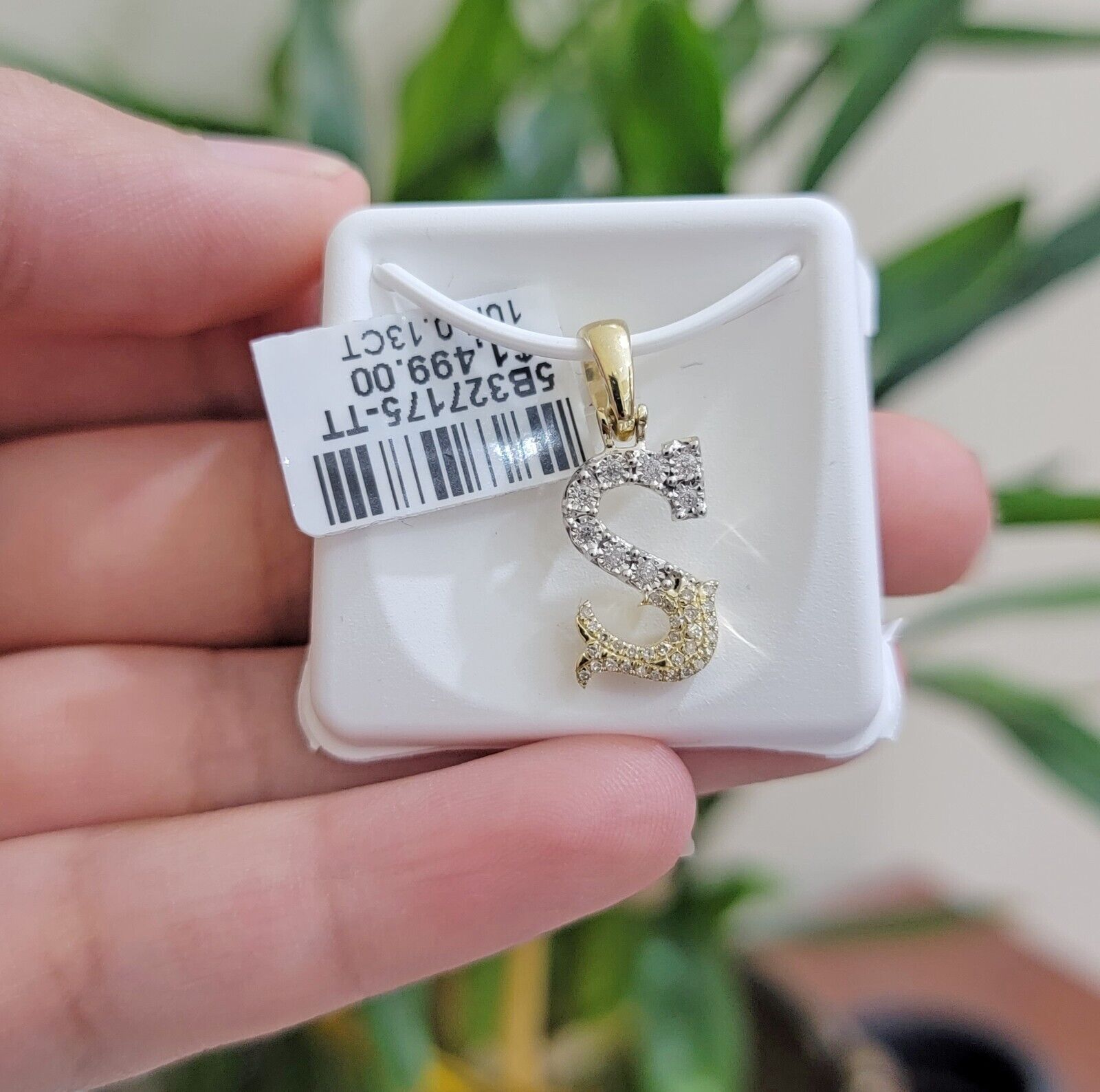 10k Gold Pendant Initial Charm Natural Diamond A - Z Alphabet 10K Yellow Gold REAL - GoldenlinQ