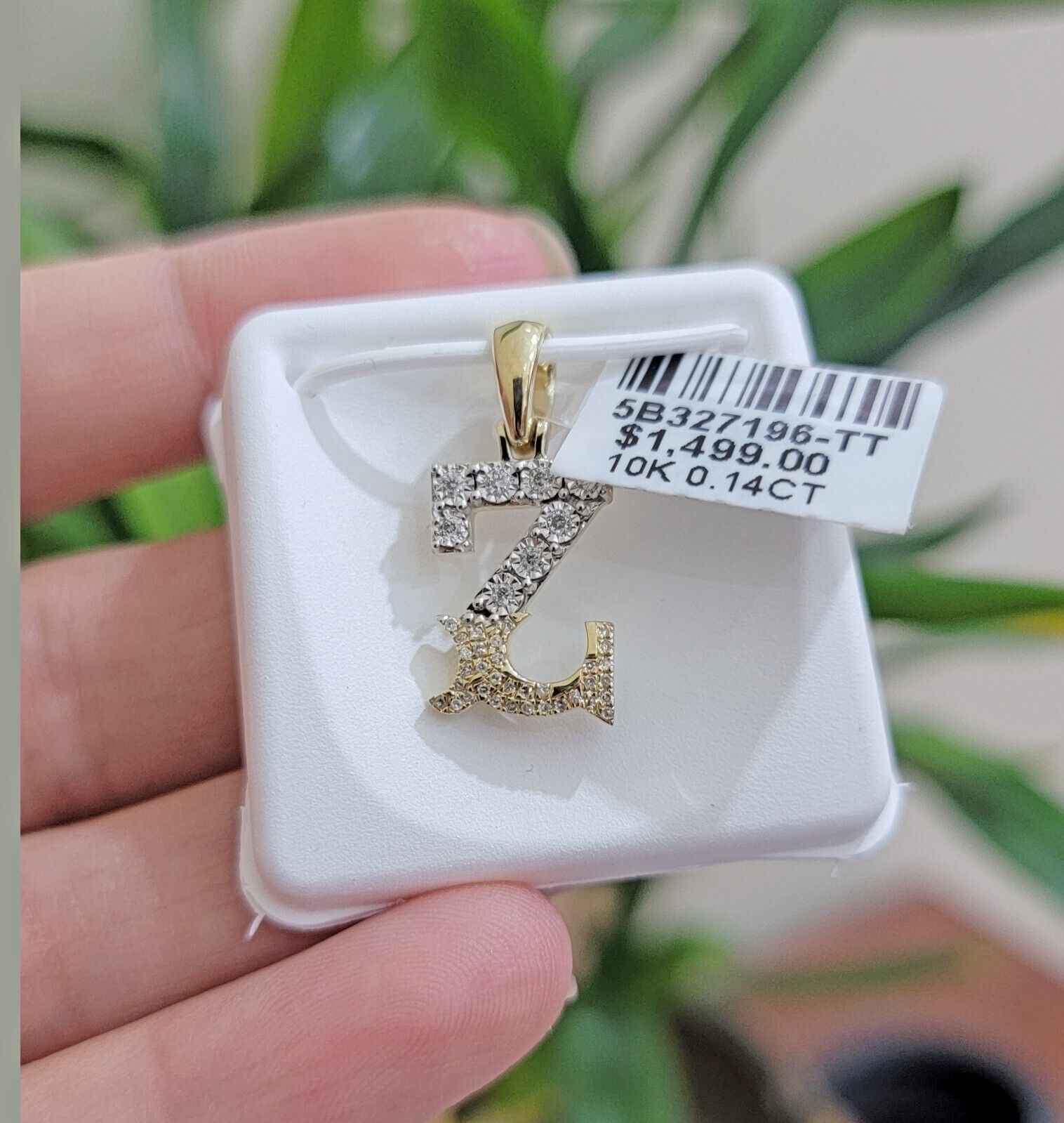 10k Gold Pendant Initial Charm Natural Diamond A - Z Alphabet 10K Yellow Gold REAL - GoldenlinQ