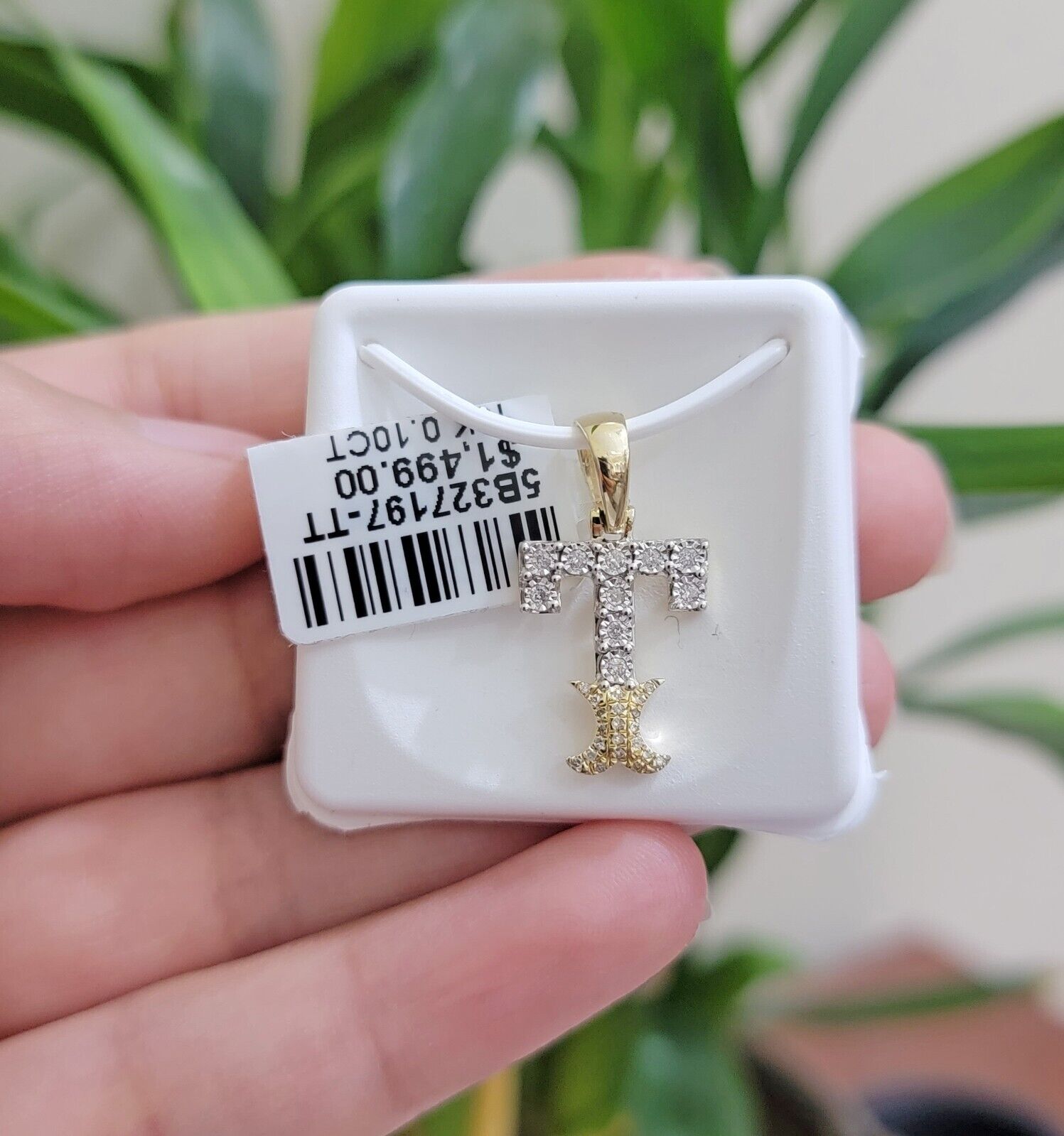 10k Gold Pendant Initial Charm Natural Diamond A - Z Alphabet 10K Yellow Gold REAL - GoldenlinQ