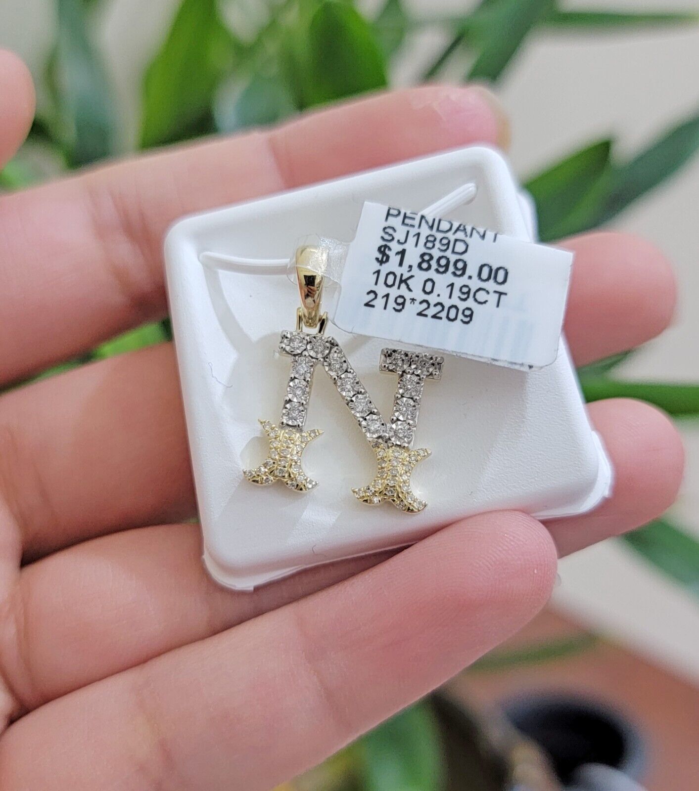 10k Gold Pendant Initial Charm Natural Diamond A - Z Alphabet 10K Yellow Gold REAL - GoldenlinQ