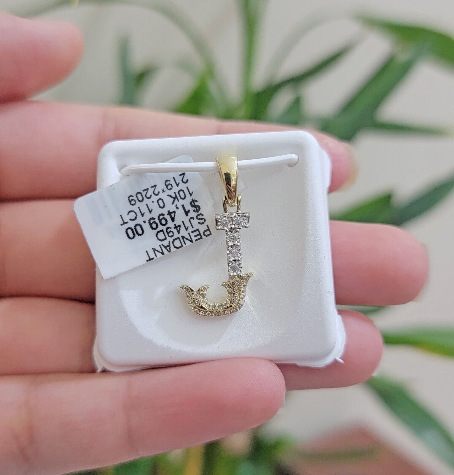 10k Gold Pendant Initial Charm Natural Diamond A - Z Alphabet 10K Yellow Gold REAL - GoldenlinQ