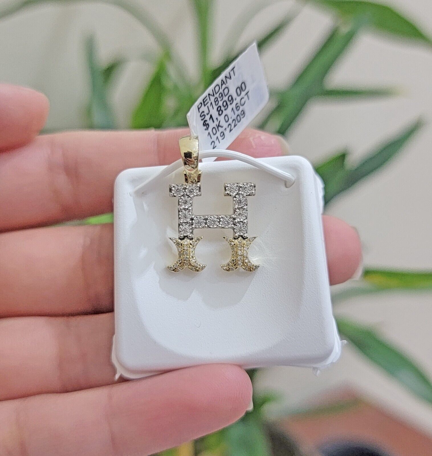 10k Gold Pendant Initial Charm Natural Diamond A - Z Alphabet 10K Yellow Gold REAL - GoldenlinQ