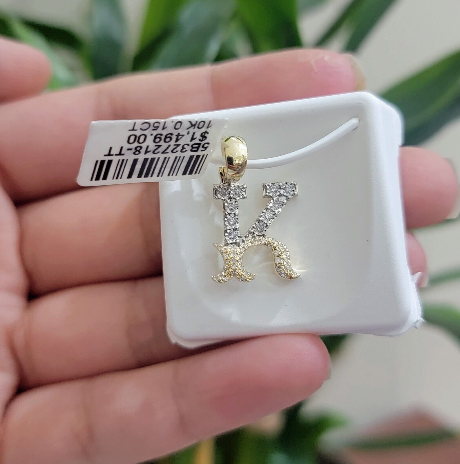 10k Gold Pendant Initial Charm Natural Diamond A - Z Alphabet 10K Yellow Gold REAL - GoldenlinQ