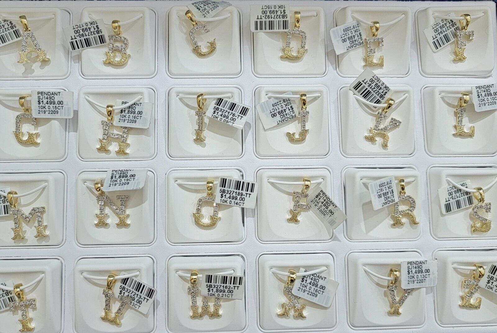 10k Gold Pendant Initial Charm Natural Diamond A - Z Alphabet 10K Yellow Gold REAL - GoldenlinQ