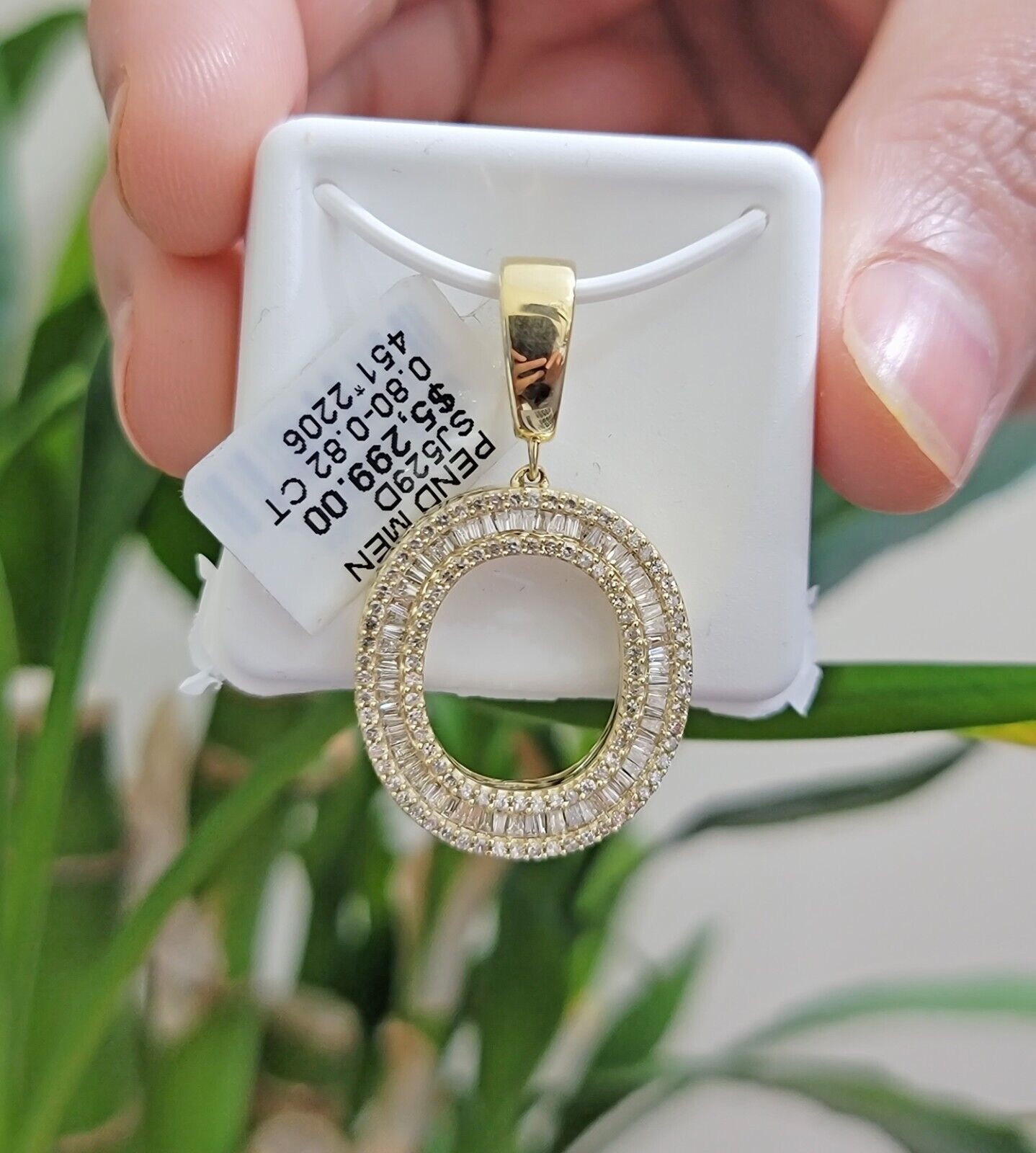 10k Gold Pendant Initial Charm Natural Diamond A - Z Alphabet Baguette & Round Dia - GoldenlinQ