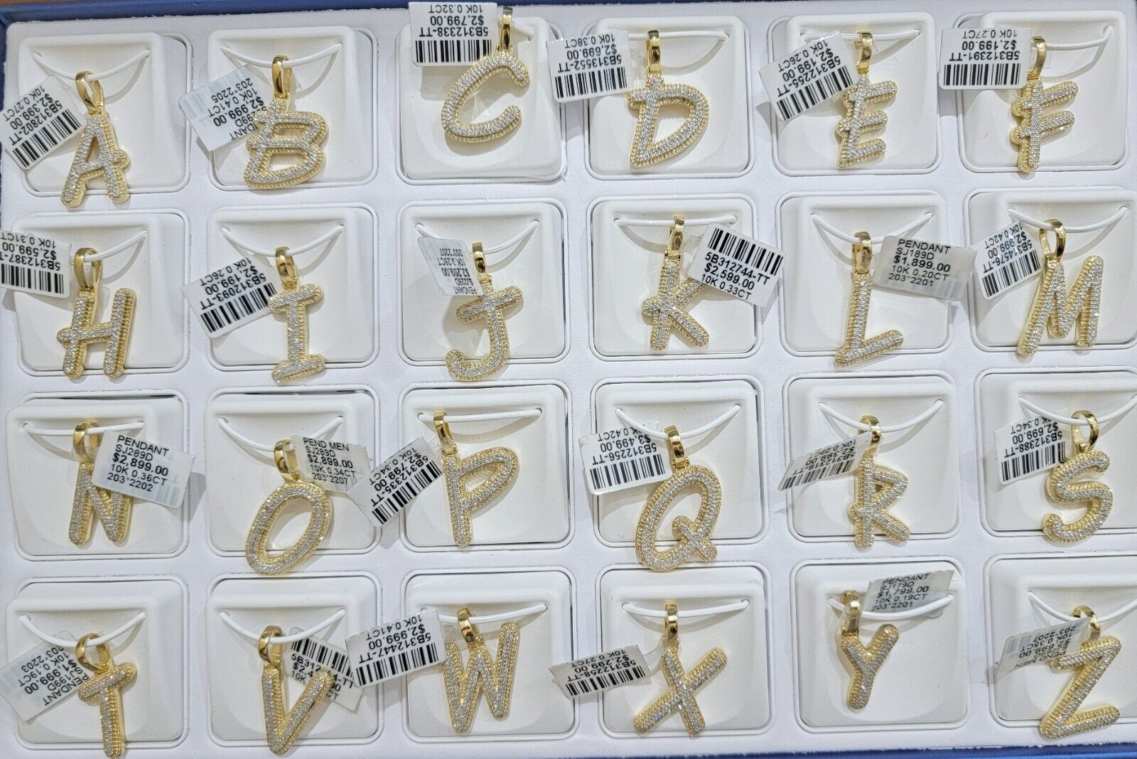 10k Gold Pendant Natural Diamond Initial Charm A - Z Alphabet 10K Yellow Gold REAL - GoldenlinQ