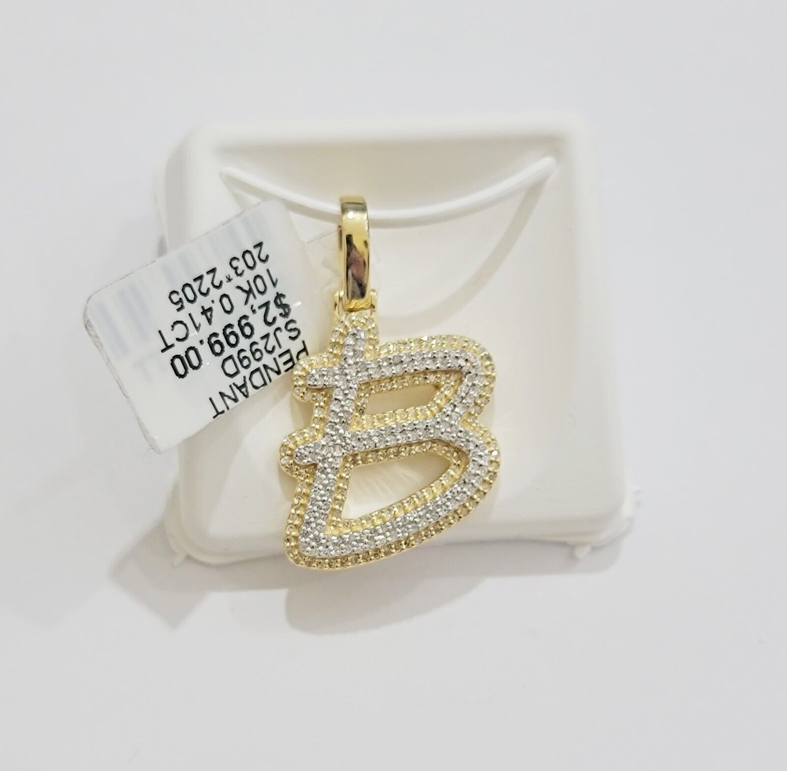 10k Gold Pendant Natural Diamond Initial Charm A - Z Alphabet 10K Yellow Gold REAL - GoldenlinQ