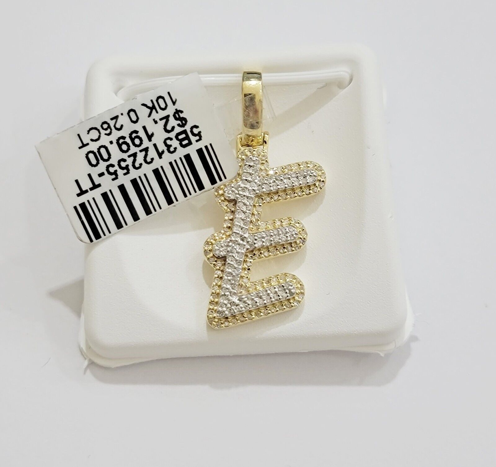 10k Gold Pendant Natural Diamond Initial Charm A - Z Alphabet 10K Yellow Gold REAL - GoldenlinQ