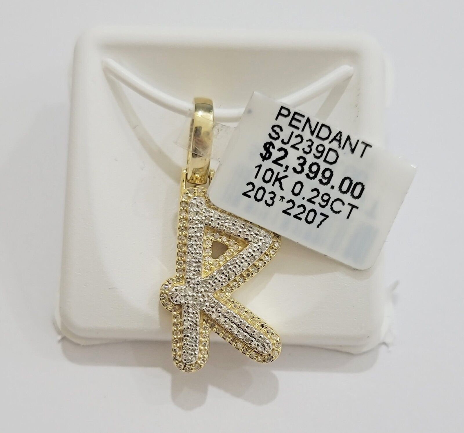 10k Gold Pendant Natural Diamond Initial Charm A - Z Alphabet 10K Yellow Gold REAL - GoldenlinQ