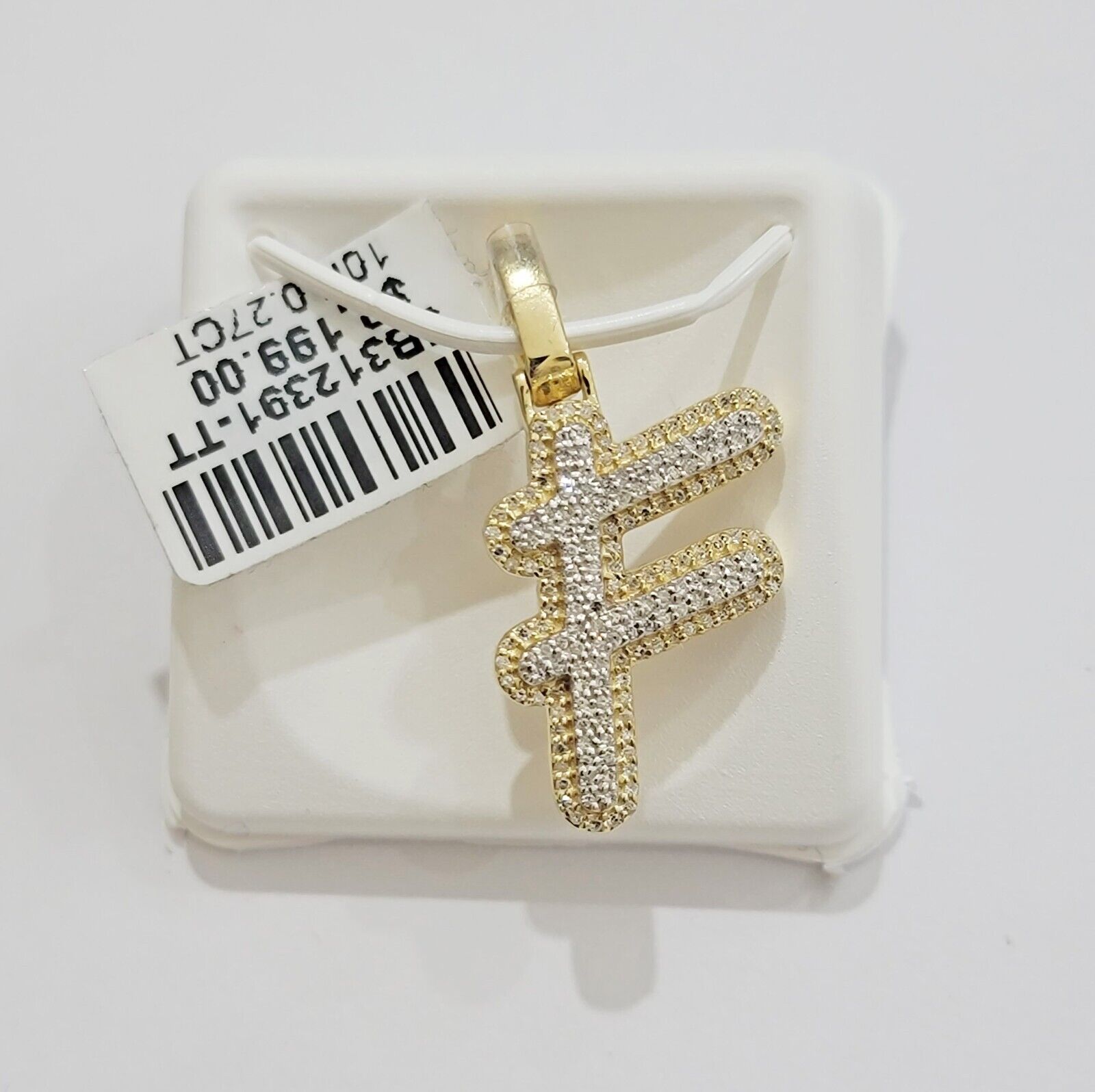 10k Gold Pendant Natural Diamond Initial Charm A - Z Alphabet 10K Yellow Gold REAL - GoldenlinQ