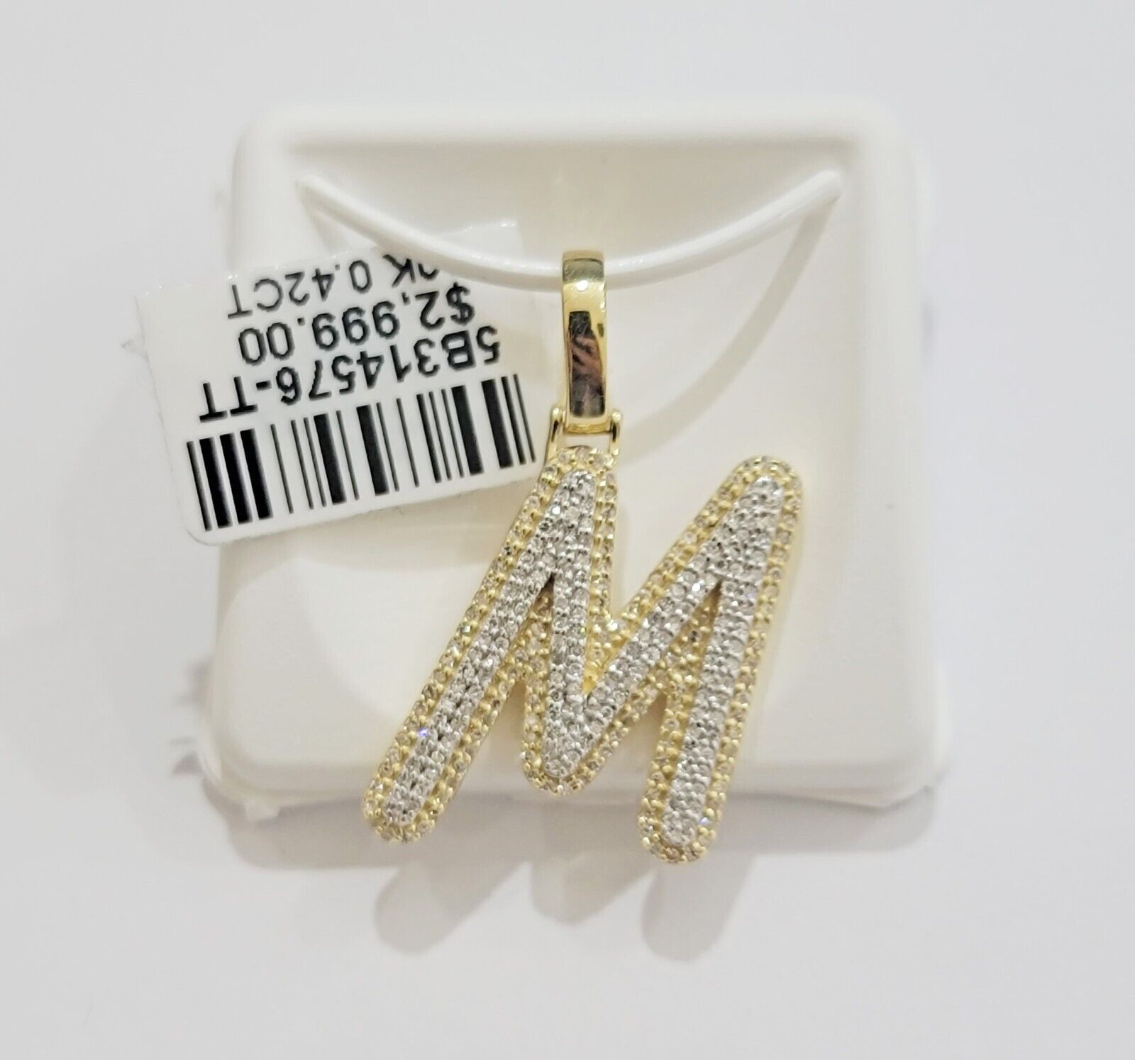 10k Gold Pendant Natural Diamond Initial Charm A - Z Alphabet 10K Yellow Gold REAL - GoldenlinQ