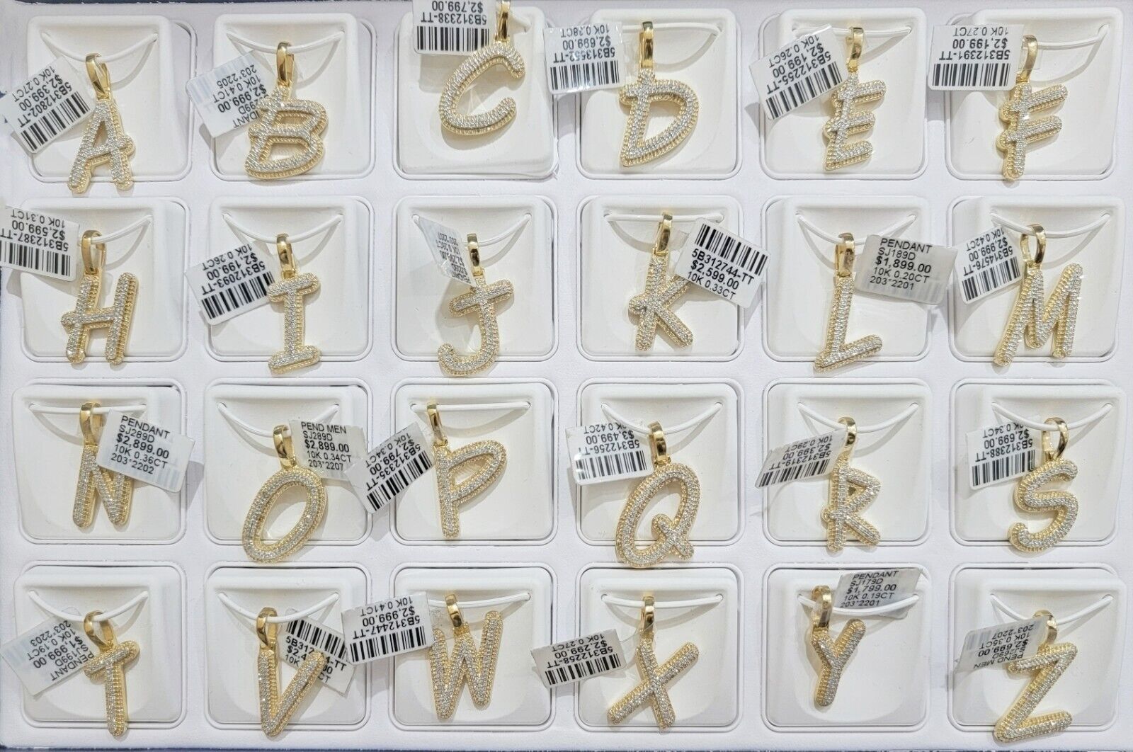 10k Gold Pendant Natural Diamond Initial Charm A - Z Alphabet 10K Yellow Gold REAL - GoldenlinQ