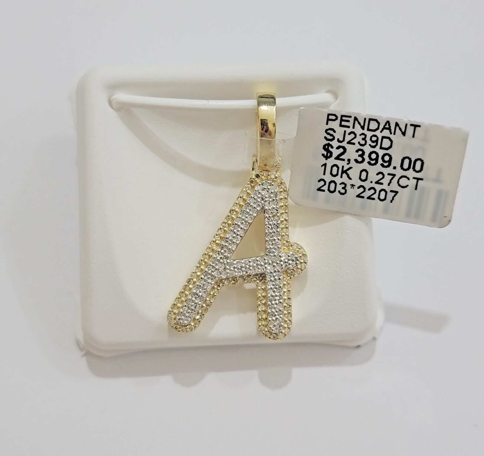 10k Gold Pendant Natural Diamond Initial Charm A - Z Alphabet 10K Yellow Gold REAL - GoldenlinQ