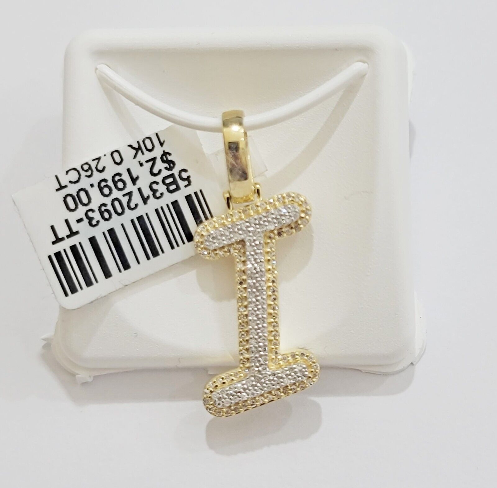10k Gold Pendant Natural Diamond Initial Charm A - Z Alphabet 10K Yellow Gold REAL - GoldenlinQ