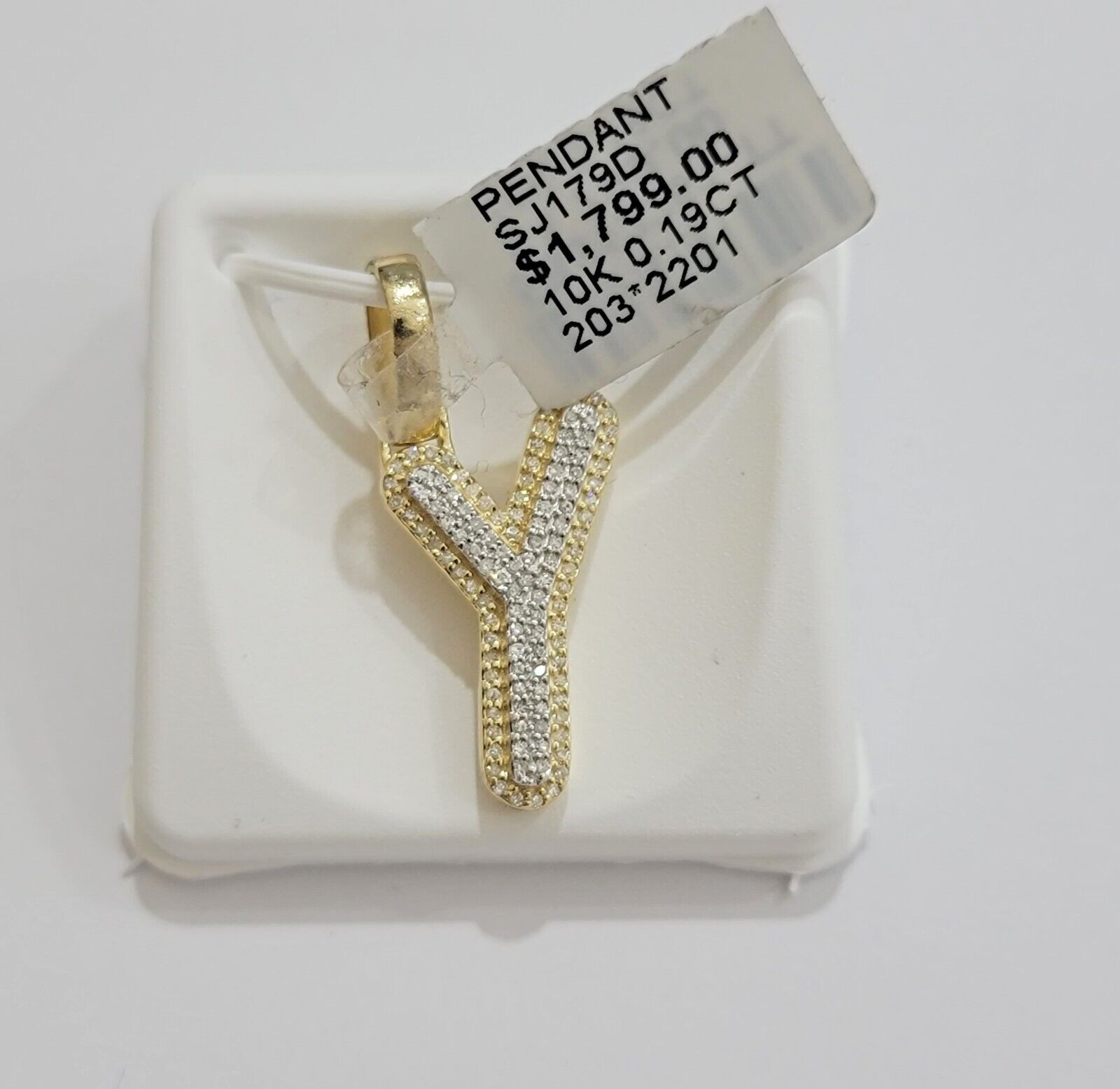 10k Gold Pendant Natural Diamond Initial Charm A - Z Alphabet 10K Yellow Gold REAL - GoldenlinQ