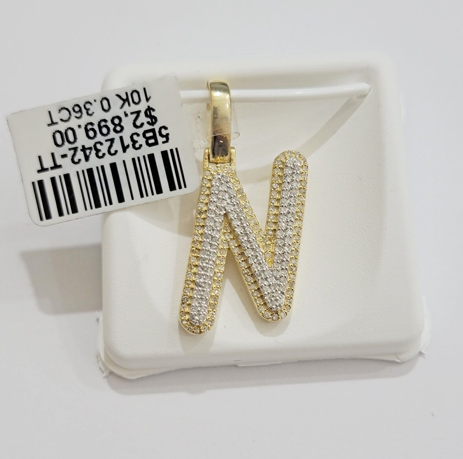 10k Gold Pendant Natural Diamond Initial Charm A - Z Alphabet 10K Yellow Gold REAL - GoldenlinQ