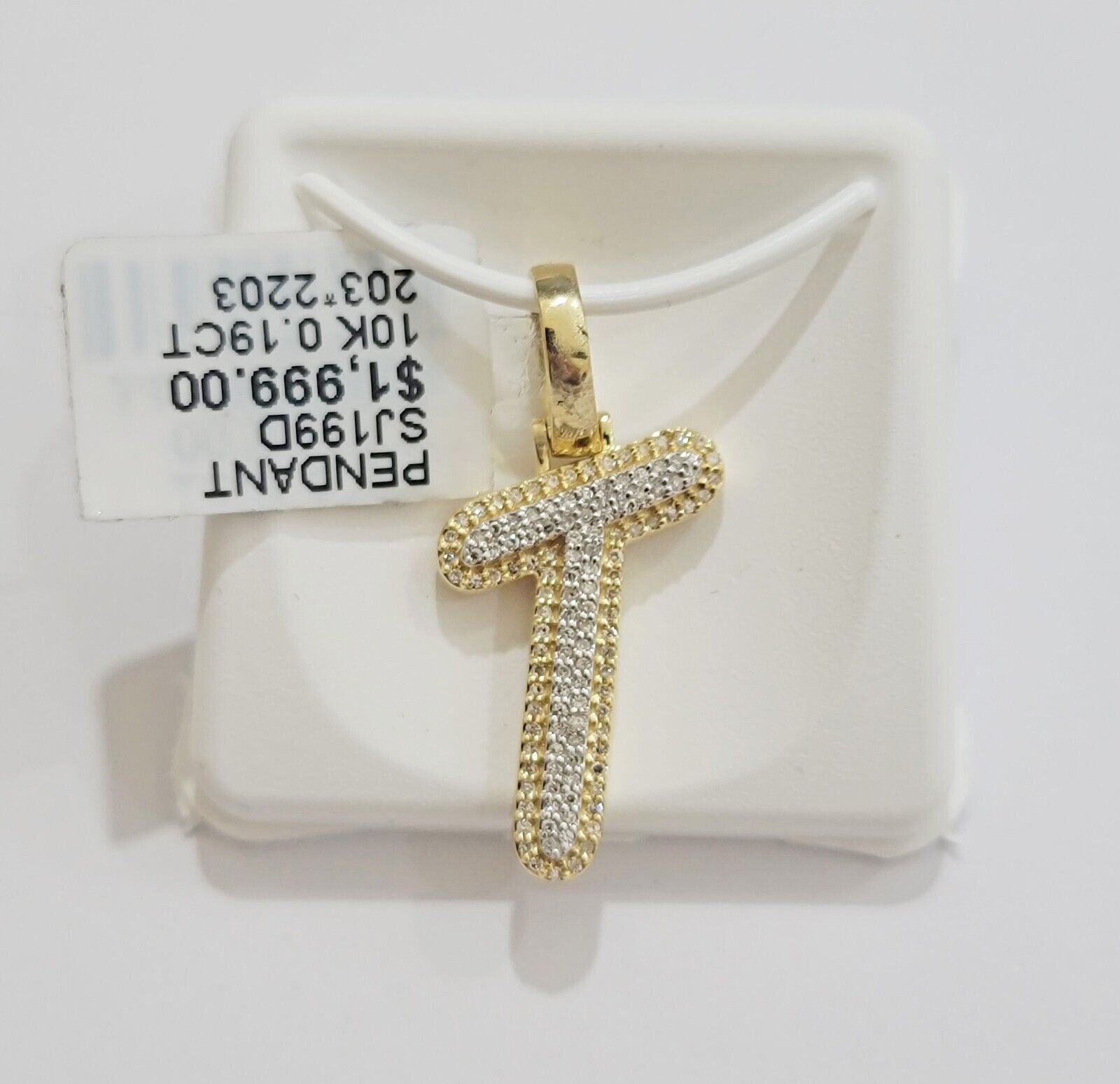 10k Gold Pendant Natural Diamond Initial Charm A - Z Alphabet 10K Yellow Gold REAL - GoldenlinQ