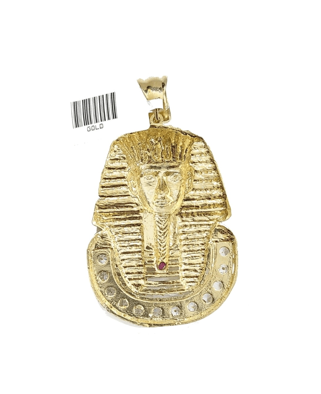 10k Gold Pharaoh Head Charm Rope Chain Necklace 8mm 24'' Set & Pendant 10kt REAL - GoldenlinQ