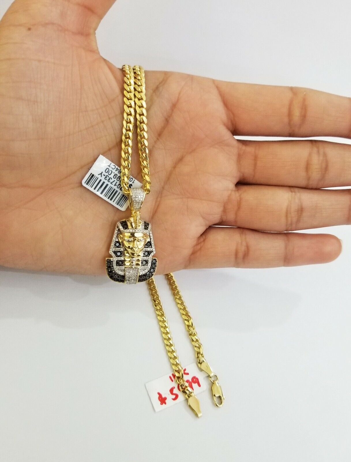 10k Gold Pharaoh Head Pendant Real Diamond Charm - GoldenlinQ