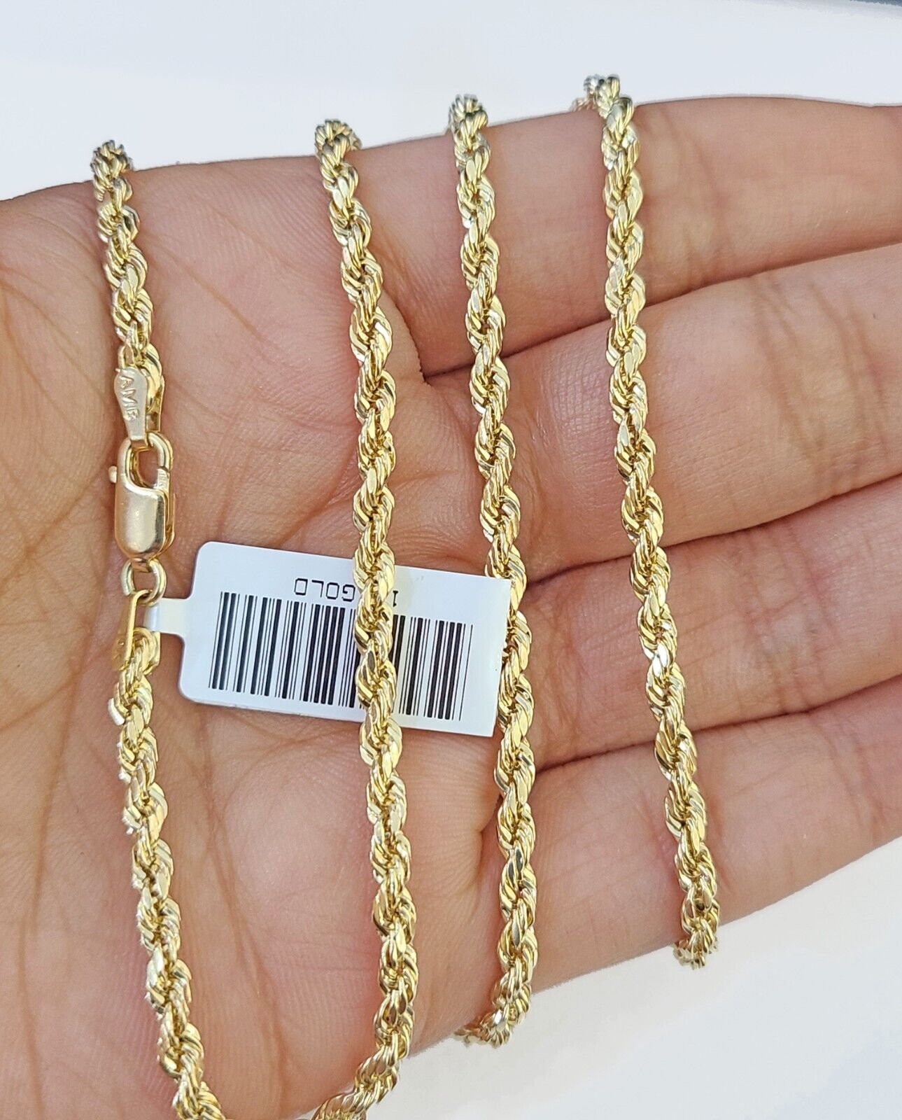 10k Gold Rope Chain & Cross Charm Pendent SET 3mm 22 Inches Necklace , Real 10kt - GoldenlinQ